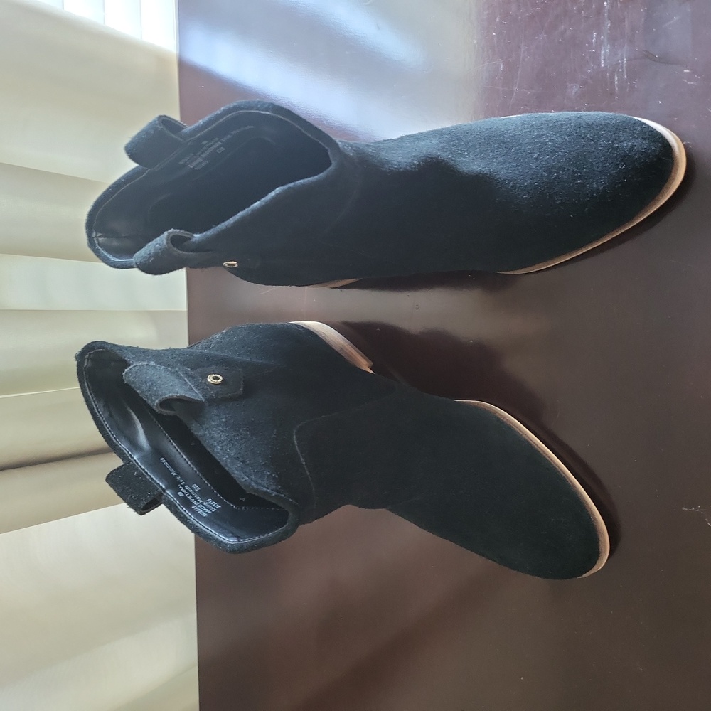 Cole Haan Black Suede flat ankle boots.  Size 8B